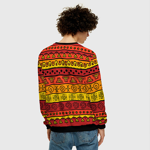 Мужской свитшот Африканские этнический орнамент / 3D-Черный – фото 4