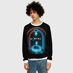Свитшот мужской Portal neon style logo, цвет: 3D-белый — фото 2