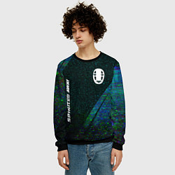 Свитшот мужской Spirited Away glitch blue, цвет: 3D-черный — фото 2