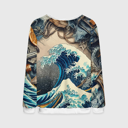 Мужской свитшот Collage of all sorts of things and a wave / 3D-Белый – фото 2