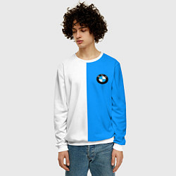Свитшот мужской BMW sport blue white, цвет: 3D-белый — фото 2