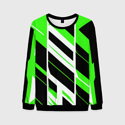 Мужской свитшот Black and green stripes on a white background