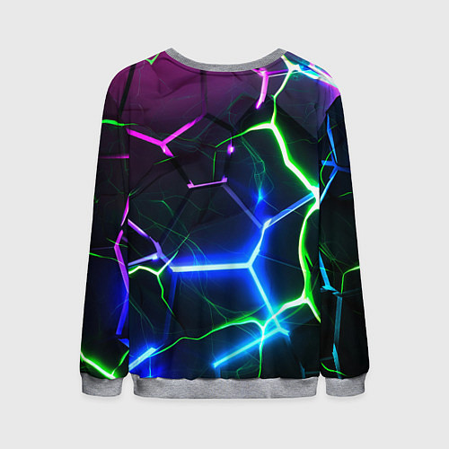 Мужской свитшот Микс из разломленных плит и неоновое свечения / 3D-Меланж – фото 2