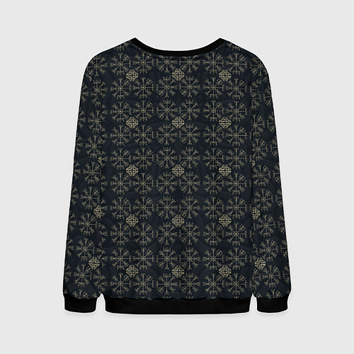 Мужской свитшот Орнамент из компаса вегвизир и узла оберега / 3D-Черный – фото 2