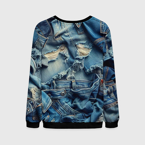 Мужской свитшот Denim rags - fashion trend / 3D-Черный – фото 2