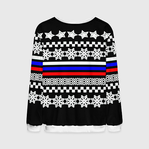 Мужской свитшот Rusiia winter pattern / 3D-Белый – фото 2