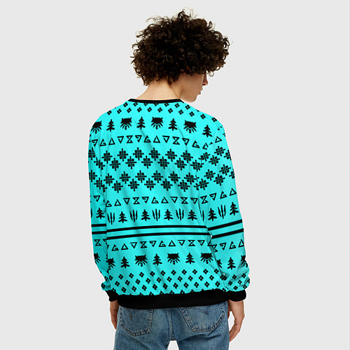 Мужской свитшот Ведьмак зимний паттерн / 3D-Черный – фото 4