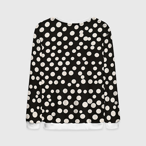 Мужской свитшот Черный фон с белыми кружками / 3D-Белый – фото 2