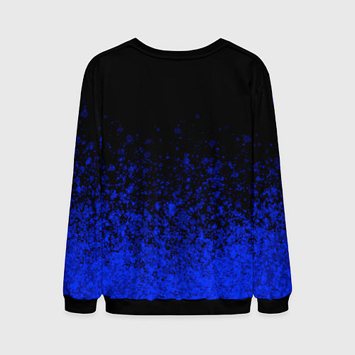 Мужской свитшот Чёрный и ультрамарин абстрактный / 3D-Черный – фото 2