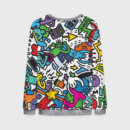 Мужской свитшот Странные разноцветные человечки / 3D-Меланж – фото 2