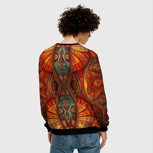 Мужской свитшот Русская красавица в кокошнике / 3D-Черный – фото 4