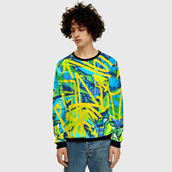 Свитшот мужской Желто-зеленое граффити, цвет: 3D-черный — фото 2