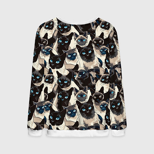 Мужской свитшот Сиамские кошки / 3D-Белый – фото 2