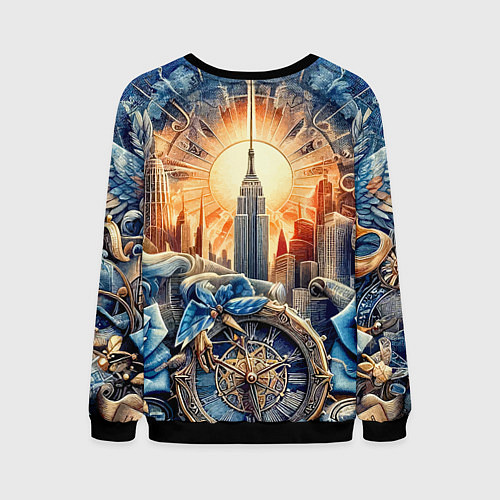 Мужской свитшот American collage - ai art / 3D-Черный – фото 2