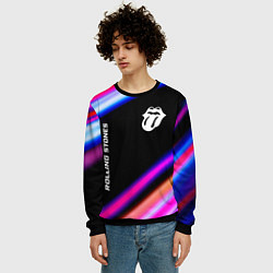 Свитшот мужской Rolling Stones neon rock lights, цвет: 3D-черный — фото 2