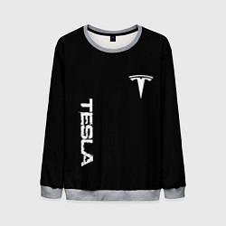 Свитшот мужской Tesla logo white, цвет: 3D-меланж