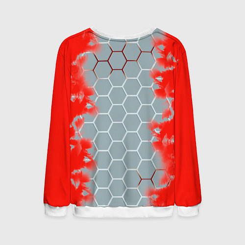 Мужской свитшот Россия абстрактные соты / 3D-Белый – фото 2