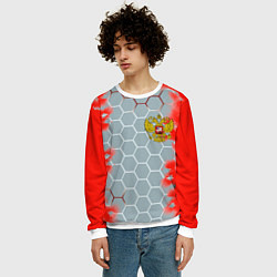 Свитшот мужской Россия абстрактные соты, цвет: 3D-белый — фото 2