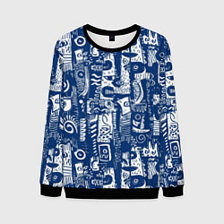 Свитшот мужской Маски туземные абстракция, цвет: 3D-черный