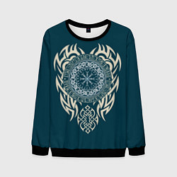 Мужской свитшот Символика северного воина - шлем ужасов агисхъяльм