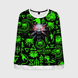Свитшот мужской Ведьмак кислотные логотипы волк, цвет: 3D-белый