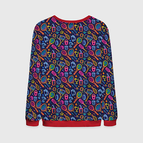 Мужской свитшот Яркий неоновый принт спортивный / 3D-Красный – фото 2