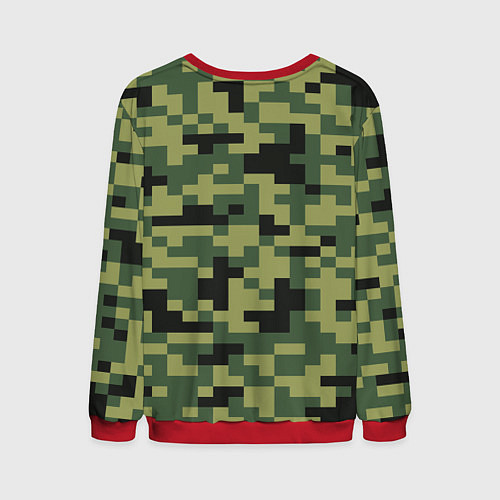 Мужской свитшот Камуфляжный стиль текстура пикселя / 3D-Красный – фото 2