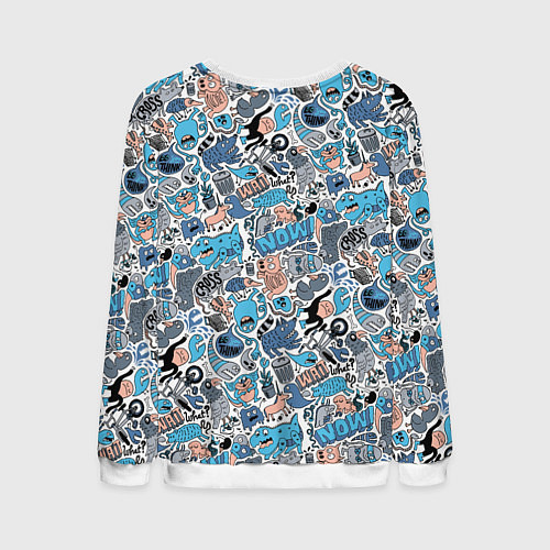 Мужской свитшот Дудл животные и монстры / 3D-Белый – фото 2