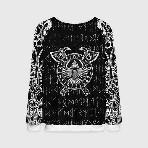 Мужской свитшот Волки с символикой на фоне полустёртых рун / 3D-Белый – фото 2