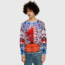 Свитшот мужской Cyberpunk 2077 samurai tatoo, цвет: 3D-меланж — фото 2
