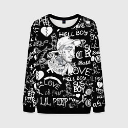 Свитшот мужской Lil Peep pattern автографы лого, цвет: 3D-черный