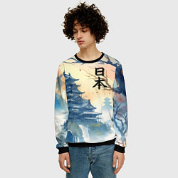 Свитшот мужской Japanese landscape - watercolor, цвет: 3D-черный — фото 2