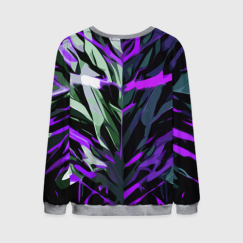 Мужской свитшот Хаотичная чёрно-фиолетово абстракция / 3D-Меланж – фото 2