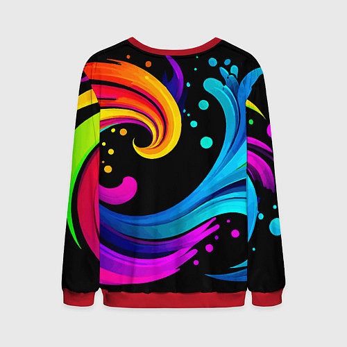 Мужской свитшот Joy wave - ai art fantasy / 3D-Красный – фото 2