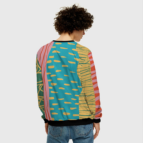 Мужской свитшот Абстрактный пейзаж / 3D-Черный – фото 4