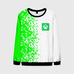 Свитшот мужской Xbox кислотные зеленые краски, цвет: 3D-черный