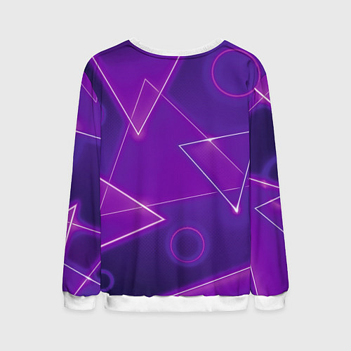 Мужской свитшот Неоновые треугольники - геометрический паттерн / 3D-Белый – фото 2