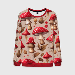 Свитшот мужской Грибные шляпки мухоморов, цвет: 3D-красный