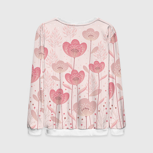 Мужской свитшот Абстрактные цветы в розовом / 3D-Белый – фото 2