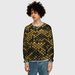 Свитшот мужской Змеиный камуфляж - текстура чешуи, цвет: 3D-меланж — фото 2