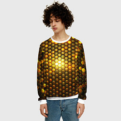 Свитшот мужской Металлические соты - роскошный блеск золота, цвет: 3D-белый — фото 2