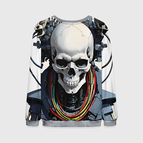 Мужской свитшот Cool cyber skull - ai art fantasy / 3D-Меланж – фото 2