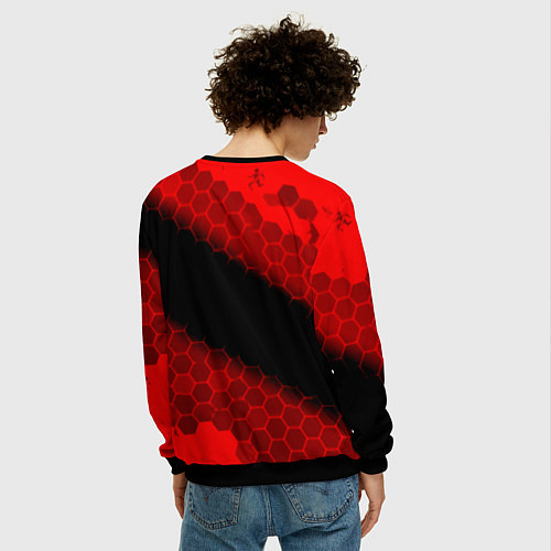 Мужской свитшот Portal hexagon pattern / 3D-Черный – фото 4