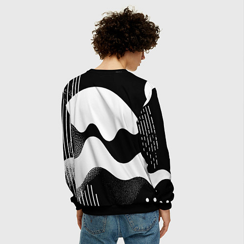 Мужской свитшот Солнечный дождь - абстракция / 3D-Черный – фото 4