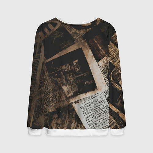 Мужской свитшот Иллюстрация из манги на газетах / 3D-Белый – фото 2