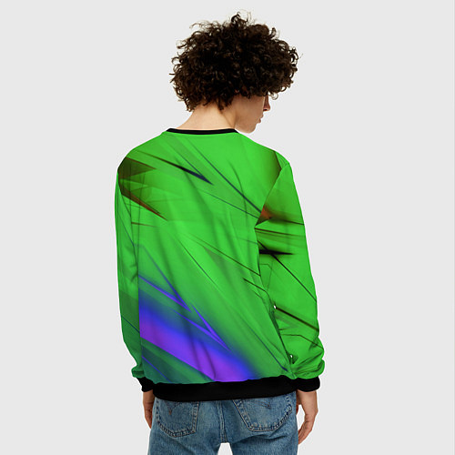 Мужской свитшот Кислотно неоновая геометрия / 3D-Черный – фото 4