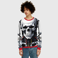 Свитшот мужской Cyber skull - ai art, цвет: 3D-красный — фото 2