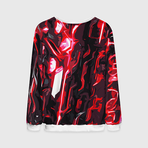 Мужской свитшот Красно-чёрная киберпанк абстракция / 3D-Белый – фото 2