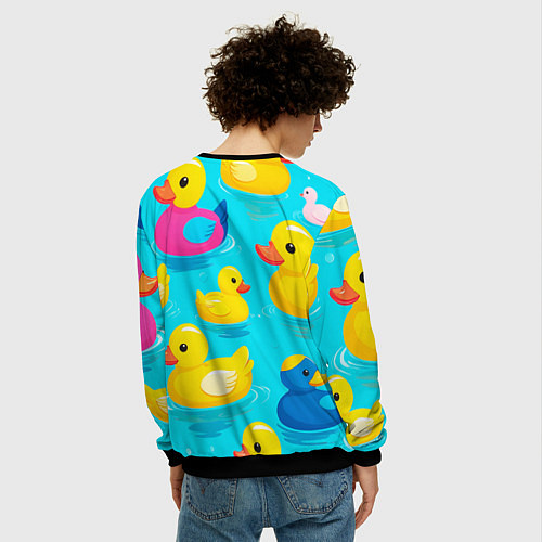 Мужской свитшот Плавающие уточки / 3D-Черный – фото 4