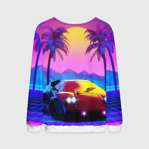 Мужской свитшот Vice city retro wave Lambo / 3D-Белый – фото 2